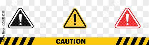 Foto Warning sign, danger sign collection vector icon, yellow, red neon fatal error message element