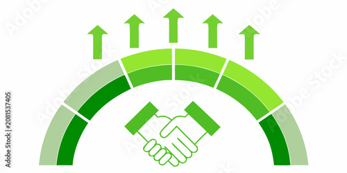 Quadro em tela Green Handshake Icon With Rising Arrows And Segmented Arch
