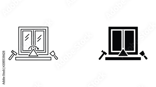 Foto Vector illustrations of hammers windows and tools