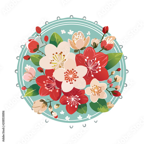 Colorful Flower Wreath Vector Illustration