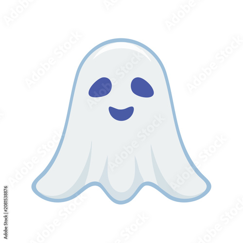 Cute cartoon ghost with smiling face