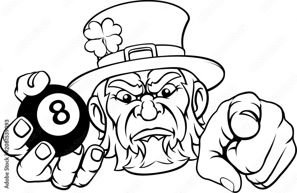 Obraz premium Leprechaun Celtic Irish Billiards Pool Ball Mascot