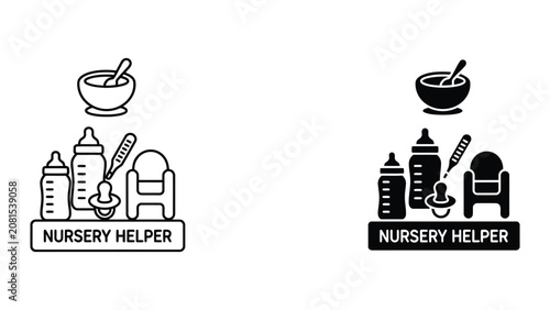 Bild auf Leinwand Nursery helper equipment and accessories vector icons