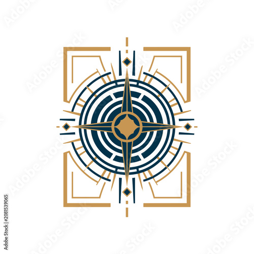 Geometric Compass Rose Vector Icon
