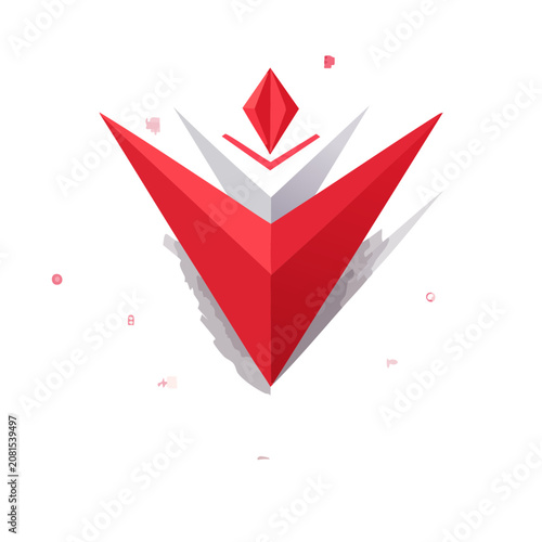 Red geometric arrow with diamond shape vector