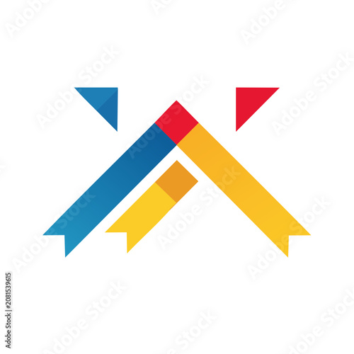 Colorful Abstract Geometric Mountain Vector