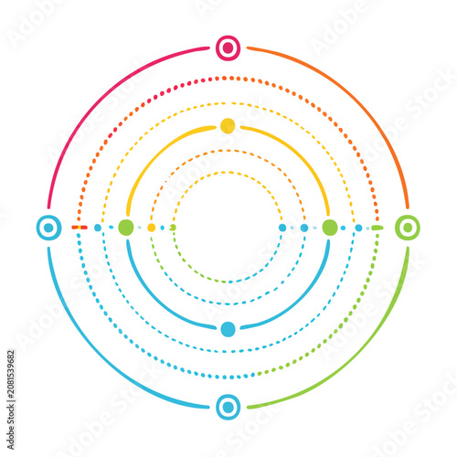 Colorful circular diagram with dots and lines