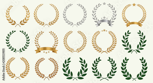 Photos Collection of Laurel Wreaths and Award Ribbons.