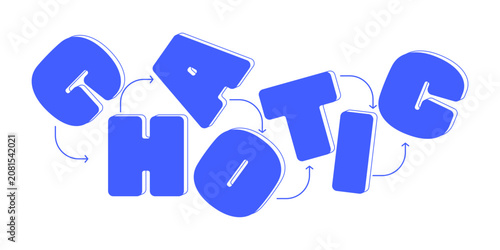 Foto Chaotic monochromatic blue reaction word