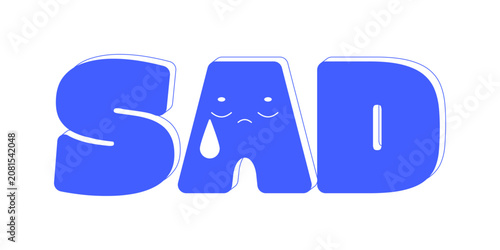 Картината върху платно Sad monochromatic blue reaction word