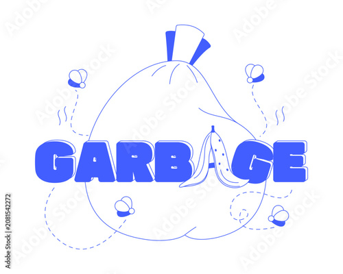 Fotografie Garbage monochromatic blue reaction word