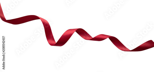 Konstfotografi Red satin ribbon waving on transparent background