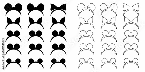 Fotografie Headband Icons Collection Black And White Line Art On White Background