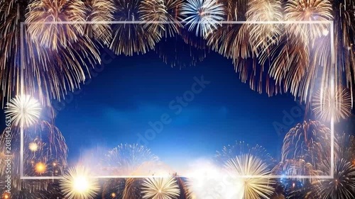 Colorful Fireworks Frame with Copy Space, New Year Celebration and Summer Festival Background