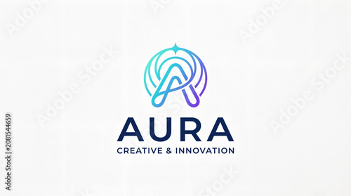 Aura creative innovation logo with abstract letter A
