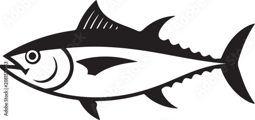 Photography Black and white vector illustration of a tuna fish