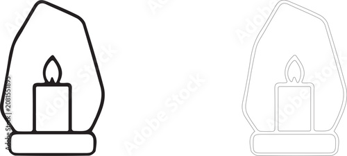 Foto Cozy Candle Lantern Line Art Element: Vector Illustration For Hygge Living Logo
