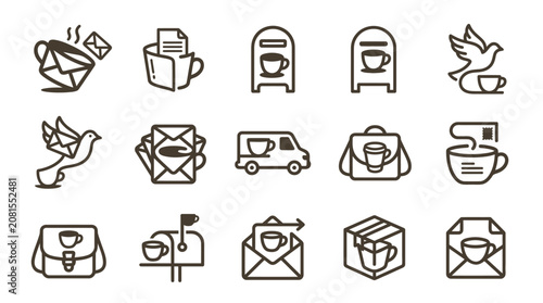 Foto Coffee cup delivery icons.