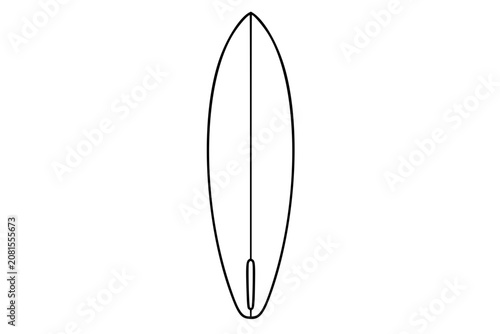 Canvas Print Classic surfboard with center stringer and rounded nose, clean black outline vec