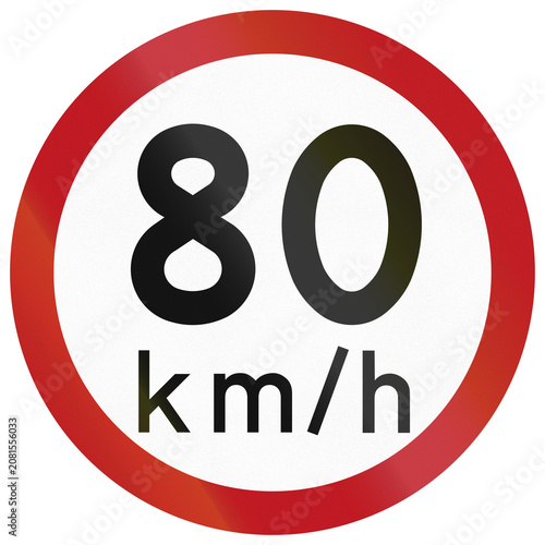 Road sign used in Jamaica - Speed limit 80 kmh
