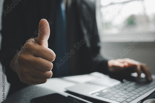 Принти на полотні A closeup of a man hand pose with a success sign gesture, the businessman gives