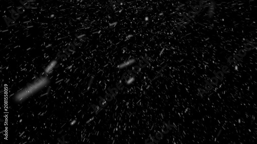 Strong snowfall particle overlay in DCI 4K with Alpha Channel. High-quality 32bpc color depth, seamless loop animation, ideal for long videos, cinematic winter scenes and VFX use.