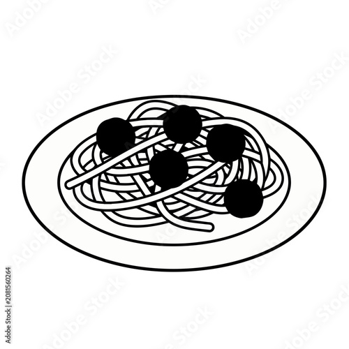 Spaghetti and meatballs illustration
