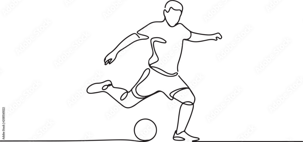Fototapeta premium Soccer player kicking ball with dynamic pose