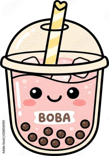 Cute Bubble Tea Cartoon Vector