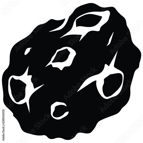 Textured meteorite stone vector illustration silhouette for cosmic science project design.