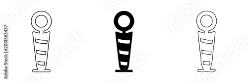 Fotografie Set of three American football down marker icons in outline, solid, and hand-dra