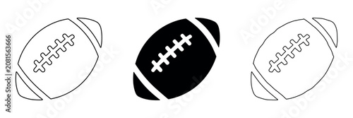 Collection of American football icons in outline and solid styles
