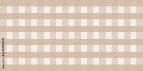 Gingham seamless pattern. Beige and white vichy background texture. Checkered tweed plaid repeating wallpaper. Natural nude fabric and textile swatch design. Vector