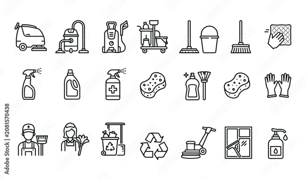 Fototapeta premium Cleaning services and supplies icons