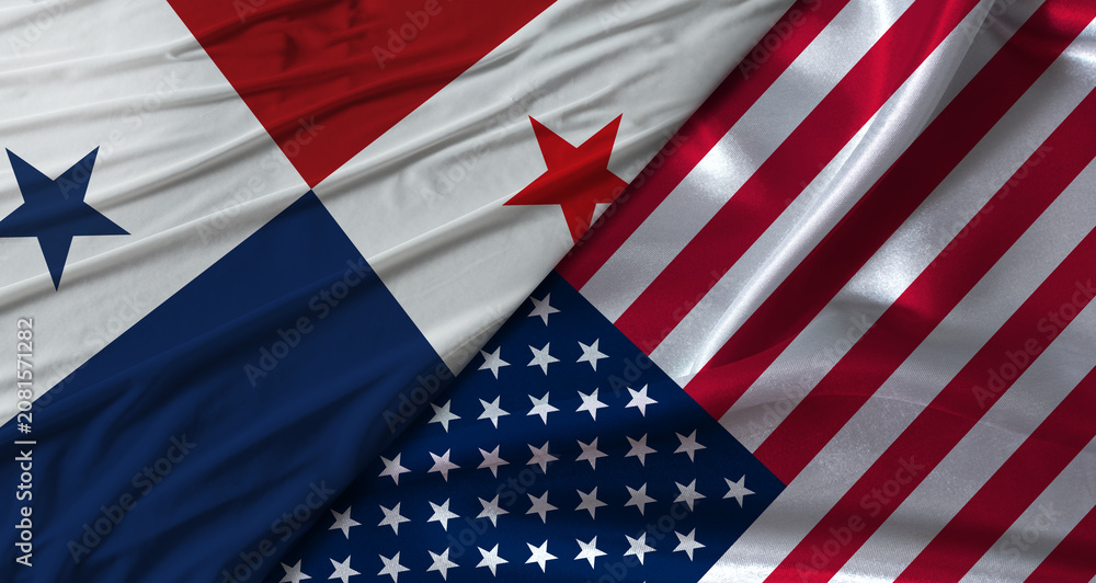 Fototapeta premium Bilateral relations between Panama and United States. Diplomatic relations between United States and Panama