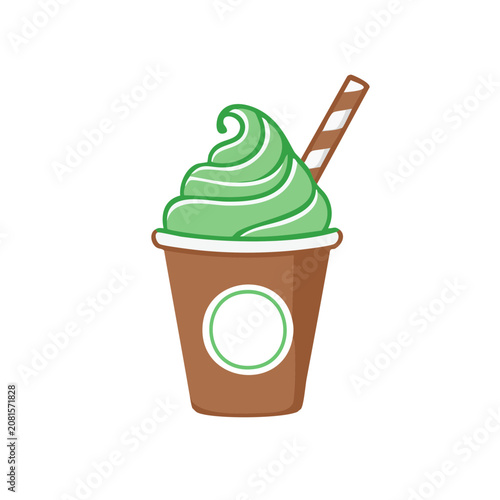 Flat vector illustration of coffee cup with lid