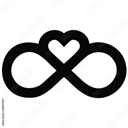 Infinity symbol with heart vector illustration. eternal love line art graphic design.