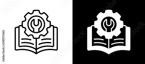 Quadro em tela Technical Knowledge whiteblack icon