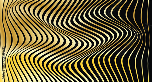Tableau sur toile Black and White Abstract Geometric Spiral Pattern Background with Circles, Waves