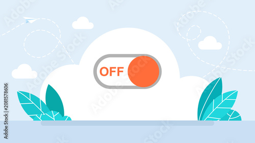 Digital toggle switch button icon in off position. Conceptual illustration of turning off, power saving, system shutdown, deactivation, closing, disconnection or logout. Flat illustration