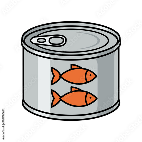 Canned fish tin illustration with container illustration packaging nutrition supermarket preservation isolated