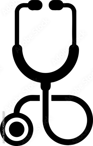 Black stethoscope icon isolated on white background