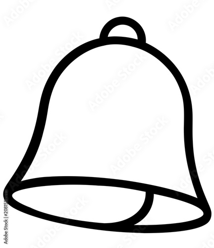 Minimalist bell vector icon illustration with clean black outline and rounded loop, perfect for celebration alerts, event reminders, invitations, party schedules, and festive interface design