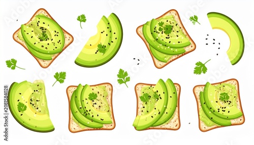 Fresh green lime slices and wedges on white background.