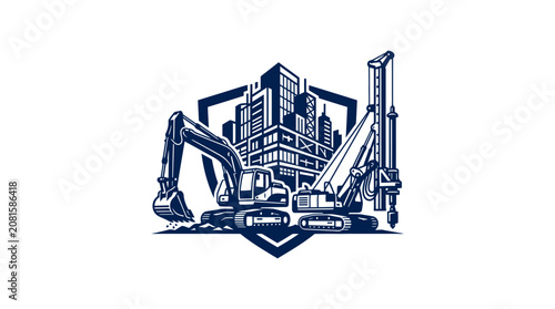 Cuadro en lienzo Construction Machines Industrial Equipment Vehicles.