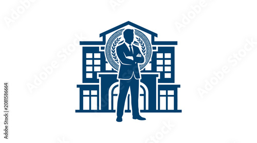 Fotografía Businessman standing in front building.