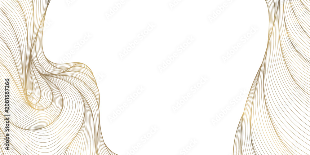 Fototapeta premium Vector oriental abstract wave pattern with elegant golden lines, Japanese sea Asian texture. Wallpaper, packaging, posters, wine labels, branding. Art deco premium frame
