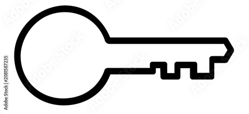 Bold outline access key vector icon illustration, simple security symbol for login credentials, password protection, encrypted data, privacy control, authorization, clean scalable line art on white