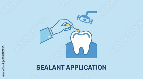 Photos Dental Sealant Application on Child's Molar Tooth