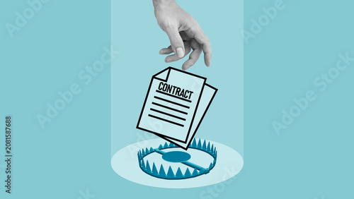 Tableau sur toile Contract Traps, Hidden Legal Risks, Unfair Agreement Terms, Dangerous Clauses, F